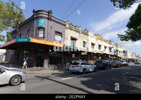 Historic streetscape of King Street Newtown Sydney New South Wales Australia Stock Photo