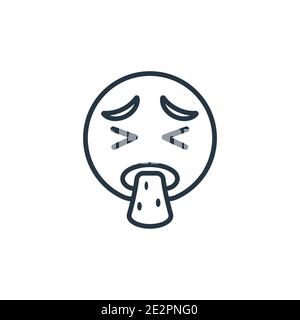 Vomit emoji outline vector icon. Thin line black vomit emoji icon, flat vector simple element illustration from editable emoji concept isolated on whi Stock Vector