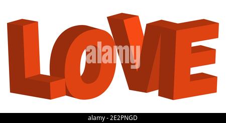 3D letters in the word love the concept of Valentine day vector isometric 3D love concept Stock Vector