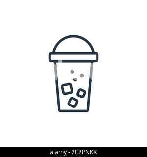 Ice coffee outline vector icon. Thin line black ice coffee icon, flat vector simple element illustration from editable drinks concept isolated on whit Stock Vector