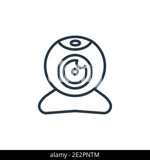 Webcamera outline vector icon. Thin line black webcamera icon, flat vector simple element illustration from editable computer concept isolated on whit Stock Vector