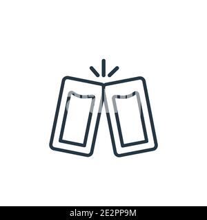Cheers outline vector icon. Thin line black cheers icon, flat vector simple element illustration from editable drinks concept isolated on white backgr Stock Vector