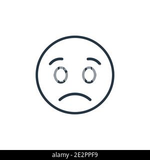 Sad emoji outline vector icon. Thin line black sad emoji icon, flat vector simple element illustration from editable emoji concept isolated on white b Stock Vector