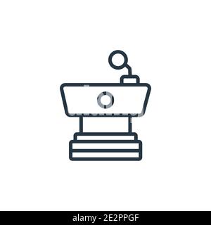 Classroom tribune outline vector icon. Thin line black classroom tribune icon, flat vector simple element illustration from editable education concept Stock Vector