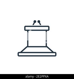 Podium outline vector icon. Thin line black podium icon, flat vector simple element illustration from editable education concept isolated stroke on wh Stock Vector