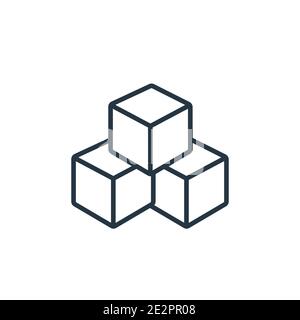 Cube outline vector icon. Thin line black cube icon, flat vector simple element illustration from editable education concept isolated on white backgro Stock Vector