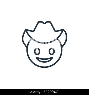 Cowboy hat emoji outline vector icon. Thin line black cowboy hat emoji icon, flat vector simple element illustration from editable emoji concept isola Stock Vector