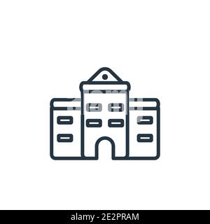 Old school outline vector icon. Thin line black old school icon, flat vector simple element illustration from editable education concept isolated stro Stock Vector
