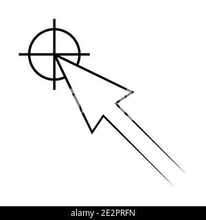 Icon the pointer target vector cursor arrow in the centre of the concept of sign accuracy, symbol of the center of the target Stock Vector