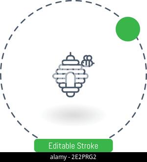 bee hive vector icon editable stroke outline icons for web and mobile Stock Vector