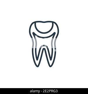 Tooth filling outline vector icon. Thin line black tooth filling icon, flat vector simple element illustration from editable dentist concept isolated Stock Vector