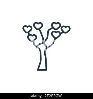 Tree of love outline vector icon. Thin line black tree of love icon, flat vector simple element illustration from editable ecology concept isolated st Stock Vector