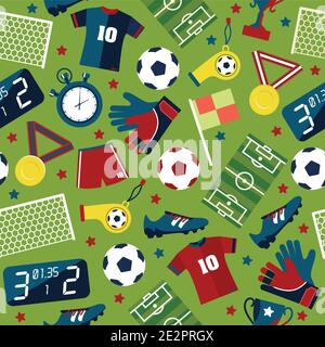 Vector flat seamless texture pattern sport soccer. Stock Vector