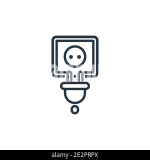 Wall socket outline vector icon. Thin line black wall socket icon, flat vector simple element illustration from editable electrian connections concept Stock Vector