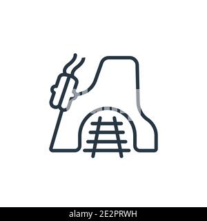 Mine outline vector icon. Thin line black mine icon, flat vector simple element illustration from editable desert concept isolated stroke on white bac Stock Vector
