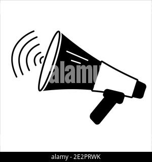 Megaphone black icon on white background. Flat illustration. Stock Vector