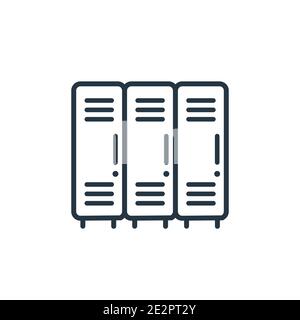 Lockers outline vector icon. Thin line black lockers icon, flat vector simple element illustration from editable education concept isolated on white b Stock Vector