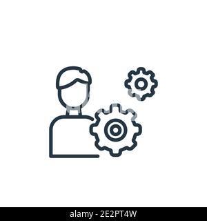 Users settings outline vector icon. Thin line black users settings icon, flat vector simple element illustration from editable education concept isola Stock Vector
