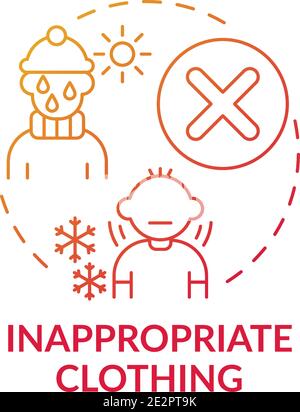 Inappropriate clothing red gradient concept icon Stock Vector