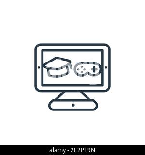 Game-based learning outline vector icon. Thin line black game-based learning icon, flat vector simple element illustration from editable education con Stock Vector