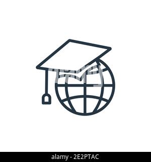 International graduate outline vector icon. Thin line black international graduate icon, flat vector simple element illustration from editable educati Stock Vector