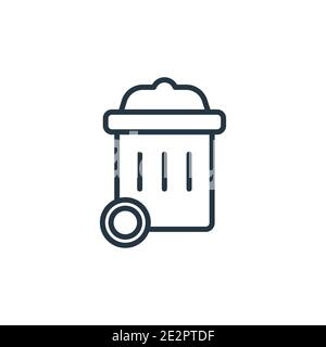 Wiping trash can outline vector icon. Thin line black wiping trash can icon, flat vector simple element illustration from editable cleaning concept is Stock Vector