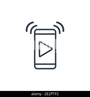 Streaming outline vector icon. Thin line black streaming icon, flat vector simple element illustration from editable online learning concept isolated Stock Vector