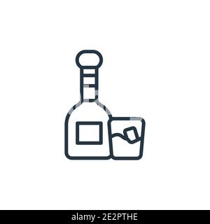 Whiskey outline vector icon. Thin line black whiskey icon, flat vector simple element illustration from editable wild west concept isolated stroke on Stock Vector
