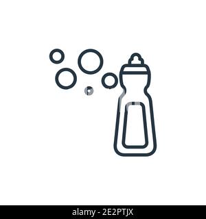 Dishwashing detergent outline vector icon. Thin line black dishwashing detergent icon, flat vector simple element illustration from editable cleaning Stock Vector