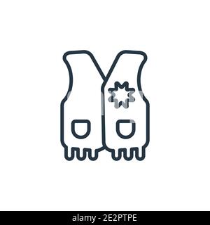 Cowboy vest outline vector icon. Thin line black cowboy vest icon, flat vector simple element illustration from editable desert concept isolated strok Stock Vector