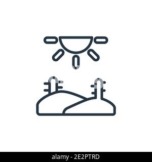 Dunes outline vector icon. Thin line black dunes icon, flat vector simple element illustration from editable desert concept isolated stroke on white b Stock Vector