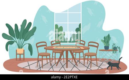 Board game on table for at home entertainment 2D vector web banner, poster Stock Vector