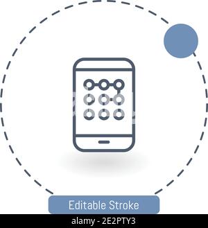 pin code vector icon editable stroke outline icons for web and mobile Stock Vector