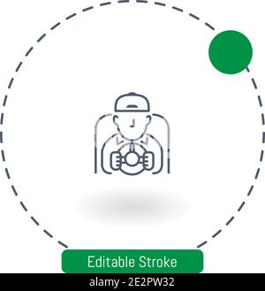 driving test vector icon editable stroke outline icons for web and mobile Stock Vector