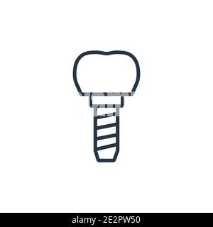 Implant outline vector icon. Thin line black implant icon, flat vector simple element illustration from editable dentist concept isolated stroke on wh Stock Vector