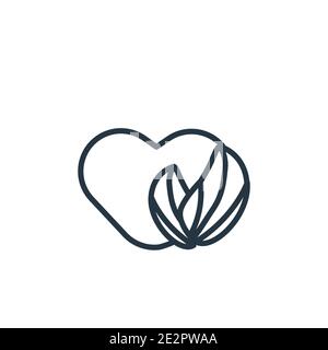 Tree with hearts outline vector icon. Thin line black tree with hearts icon, flat vector simple element illustration from editable ecology concept iso Stock Vector