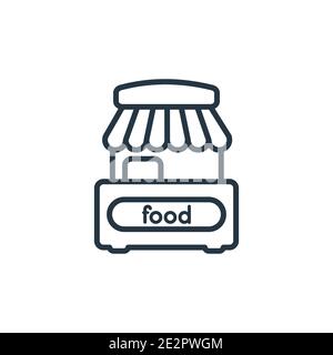 Food stall outline vector icon. Thin line black food stall icon, flat vector simple element illustration from editable culture concept isolated on whi Stock Vector