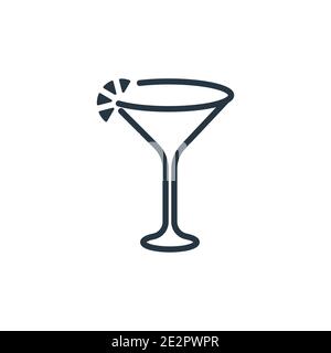 Pomegranate martini outline vector icon. Thin line black pomegranate martini icon, flat vector simple element illustration from editable drinks concep Stock Vector