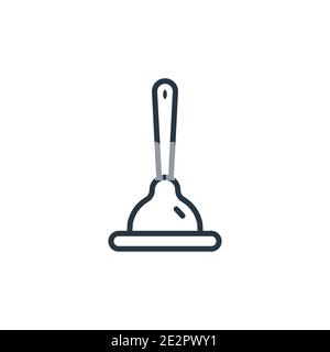 Plunger outline vector icon. Thin line black plunger icon, flat vector simple element illustration from editable cleaning concept isolated on white ba Stock Vector