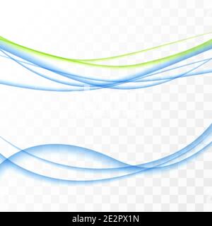 Blue to yellow swoosh abstract lines set. Vector illustration Stock Vector