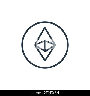 Ethereum outline vector icon. Thin line black ethereum icon, flat vector simple element illustration from editable cryptocurrency concept isolated on Stock Vector