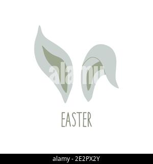 Bunny ears and inscription Easter. Colorful cartoon vector illustration isolated. Happy Easter animal card Stock Vector
