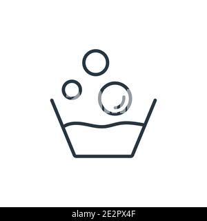 Washing outline vector icon. Thin line black washing icon, flat vector simple element illustration from editable cleaning concept isolated on white ba Stock Vector