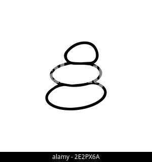 Meditation spa stones. Flat round shape. For wellness massage and relaxation. Icon black and white vector illustration isolated doodle Stock Vector