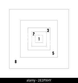 Golden section ratio or proportion squares. Harmonious concept with rectangle. Vector Illustration.. Stock Vector