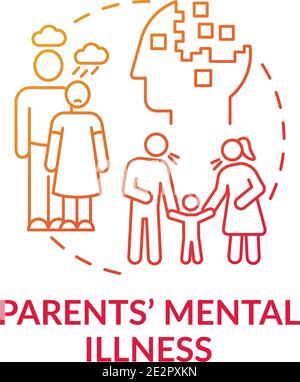 Parents mental illness red gradient concept icon Stock Vector