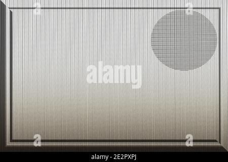 Stripes inside a embossed box with a circular moire pattern inside it Stock Photo