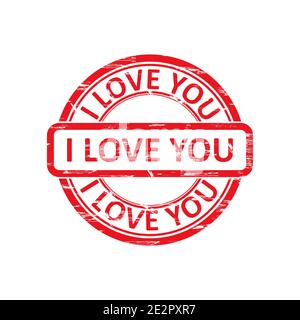 I love you red red rubber stamp scratched vector isolated on white background Stock Vector