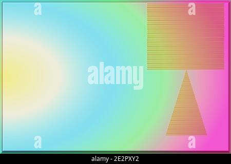 Radial colored background with a rectangular and triangular moire pattern embedded in it Stock Photo