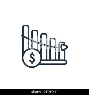 Loss chart outline vector icon. Thin line black loss chart icon, flat vector simple element illustration from editable business concept isolated on wh Stock Vector